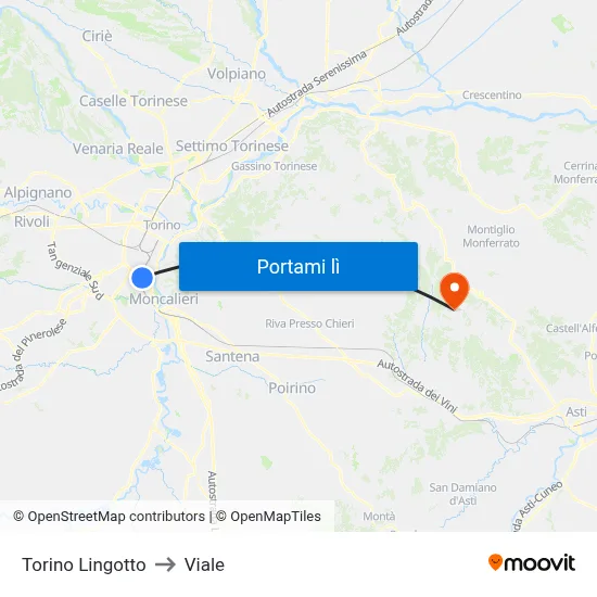 Torino Lingotto to Viale map