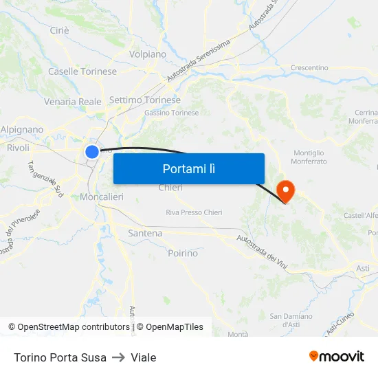 Torino Porta Susa to Viale map