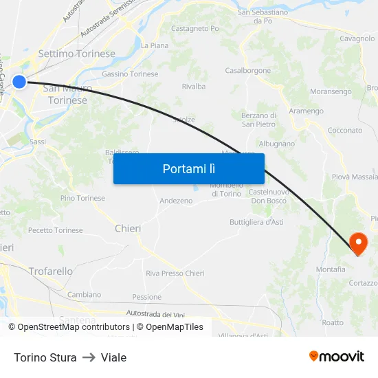 Torino Stura to Viale map