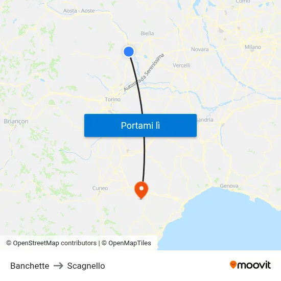 Banchette to Scagnello map