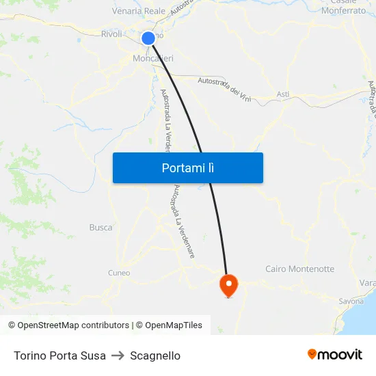 Torino Porta Susa to Scagnello map
