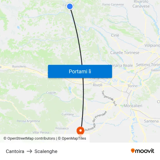 Cantoira to Scalenghe map