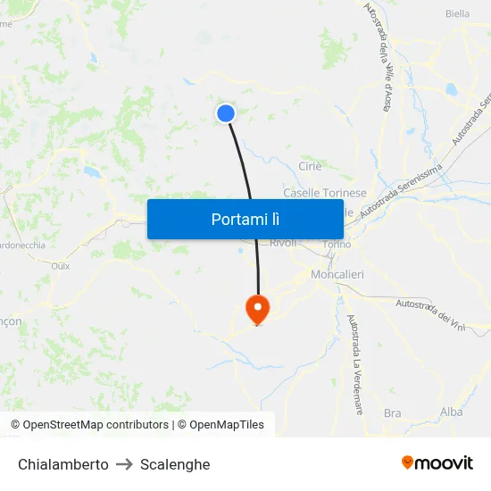 Chialamberto to Scalenghe map