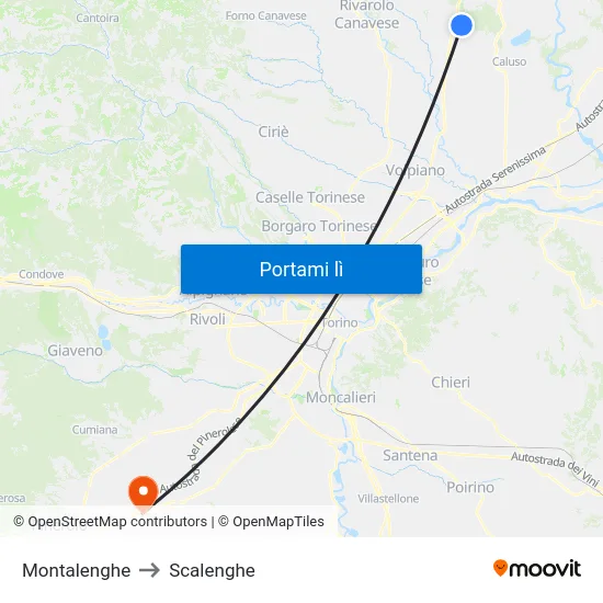 Montalenghe to Scalenghe map