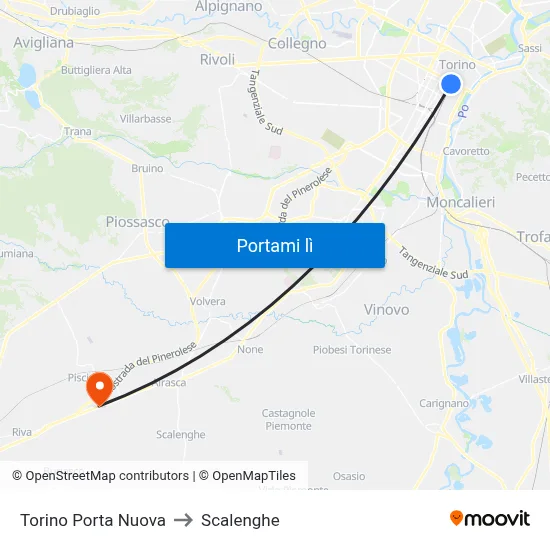 Torino Porta Nuova to Scalenghe map