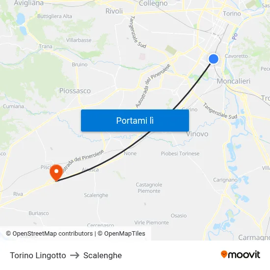 Torino Lingotto to Scalenghe map