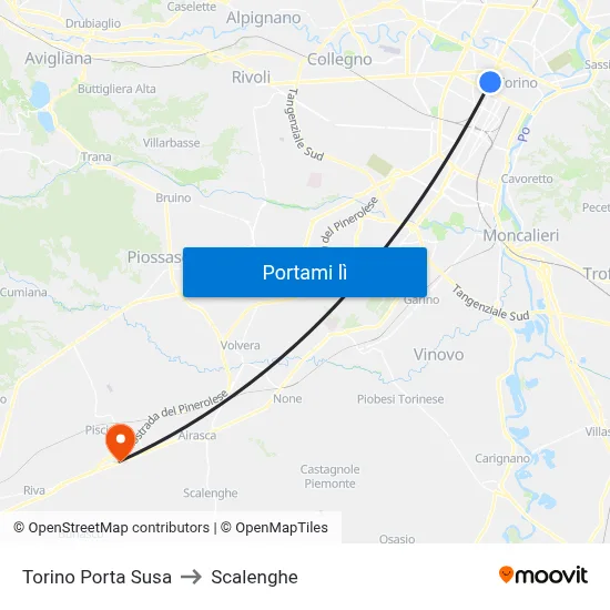 Torino Porta Susa to Scalenghe map