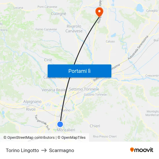 Torino Lingotto to Scarmagno map
