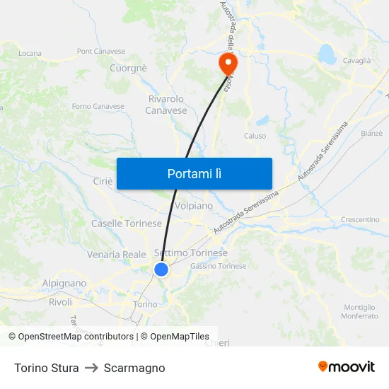 Torino Stura to Scarmagno map