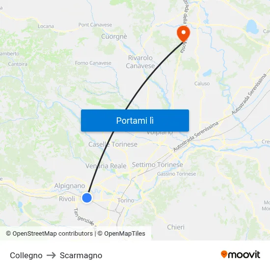 Collegno to Scarmagno map