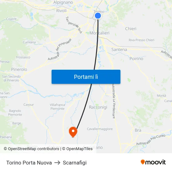 Torino Porta Nuova to Scarnafigi map