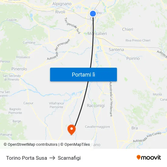 Torino Porta Susa to Scarnafigi map