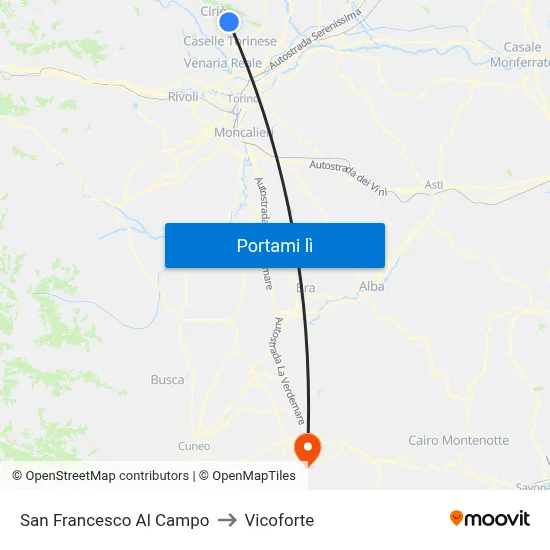 San Francesco Al Campo to Vicoforte map