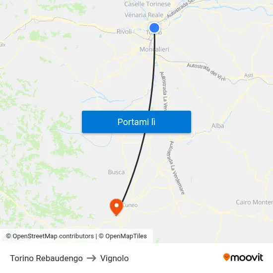 Torino Rebaudengo to Vignolo map