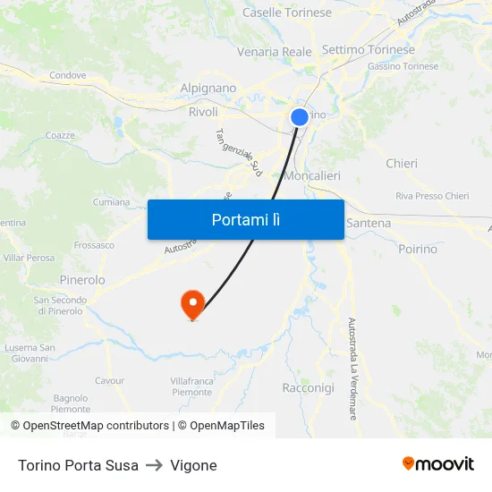 Torino Porta Susa to Vigone map
