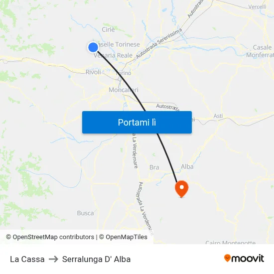 La Cassa to Serralunga D' Alba map