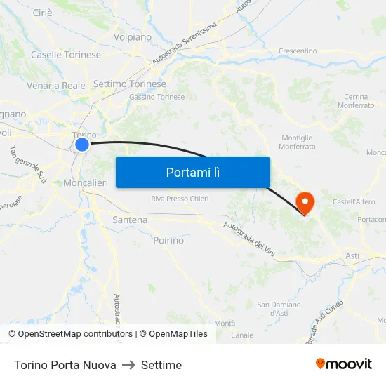 Torino Porta Nuova to Settime map