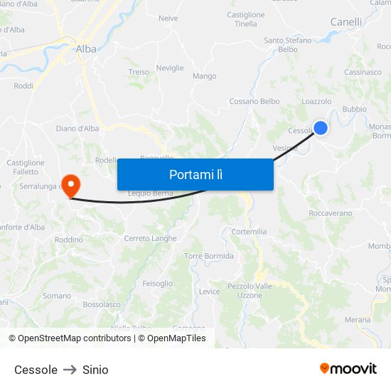 Cessole to Sinio map
