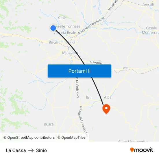 La Cassa to Sinio map