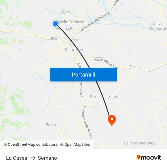 La Cassa to Somano map