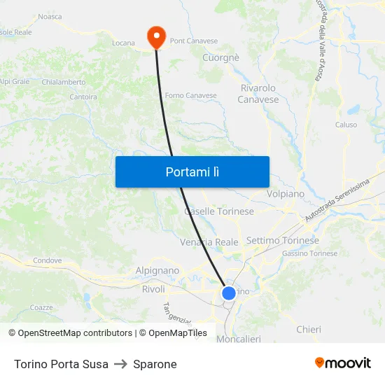 Torino Porta Susa to Sparone map
