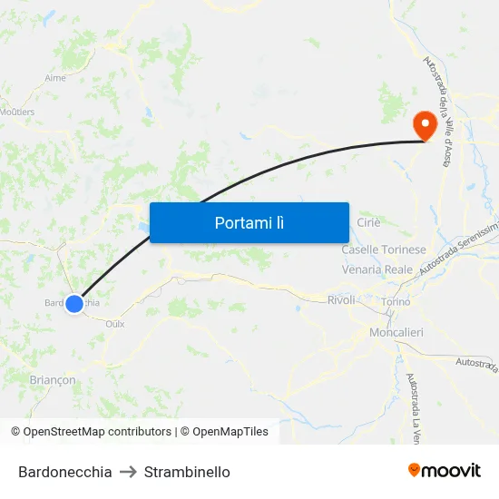 Bardonecchia to Strambinello map