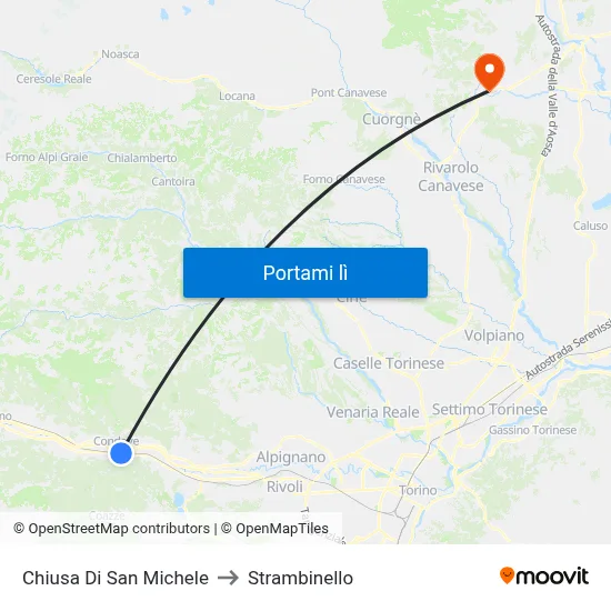 Chiusa Di San Michele to Strambinello map