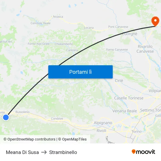 Meana Di Susa to Strambinello map