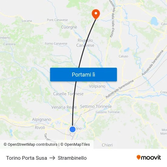 Torino Porta Susa to Strambinello map
