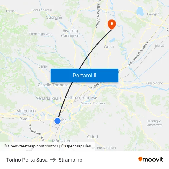 Torino Porta Susa to Strambino map