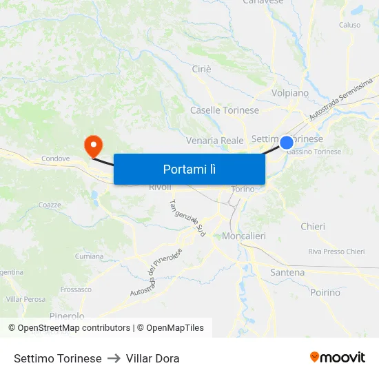 Settimo Torinese to Villar Dora map