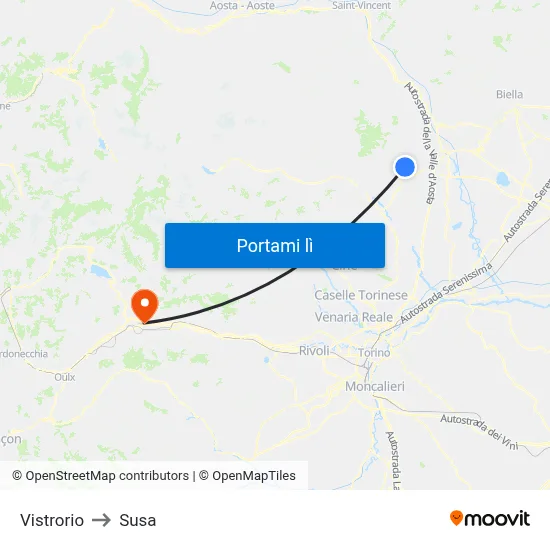 Vistrorio to Susa map