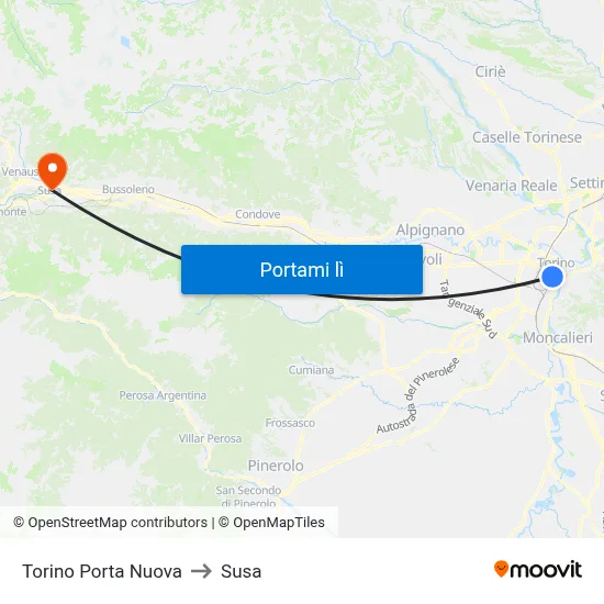 Torino Porta Nuova to Susa map