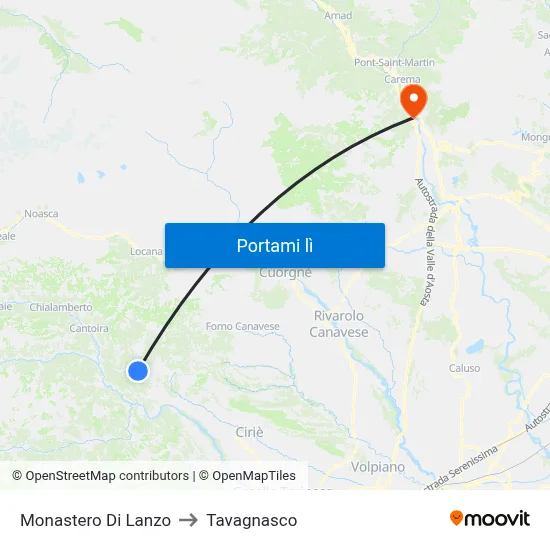 Monastero Di Lanzo to Tavagnasco map
