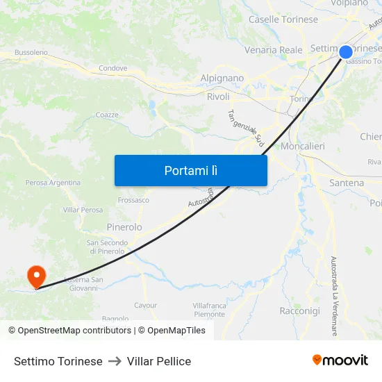 Settimo Torinese to Villar Pellice map
