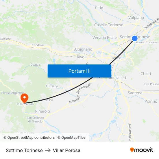 Settimo Torinese to Villar Perosa map