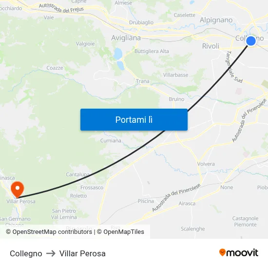 Collegno to Villar Perosa map