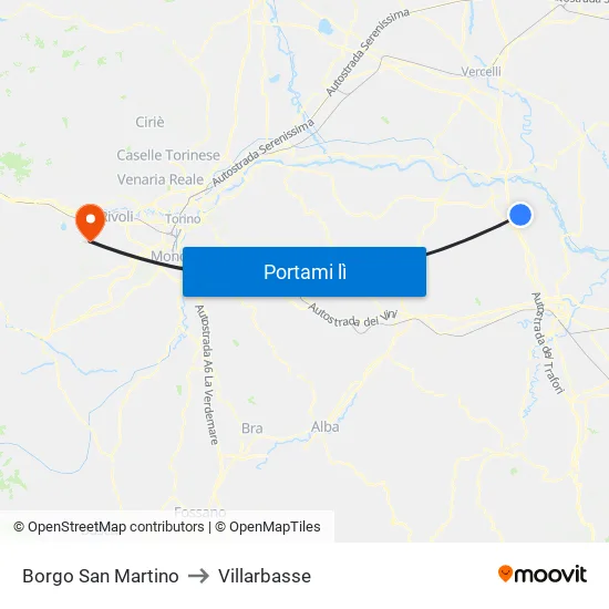 Borgo San Martino to Villarbasse map
