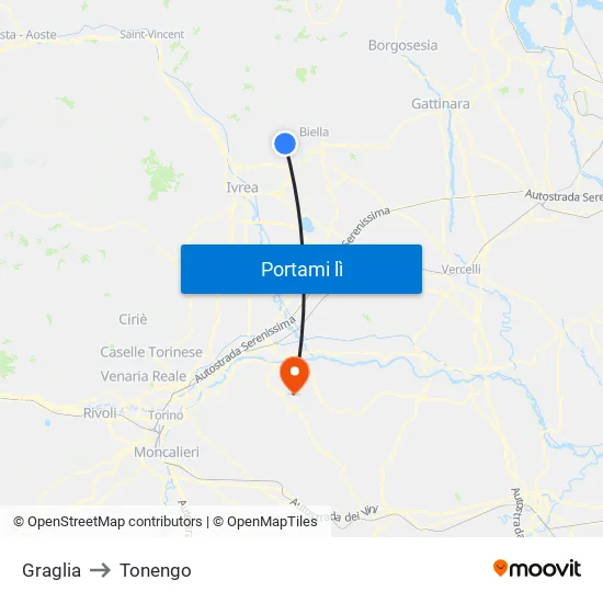 Graglia to Tonengo map