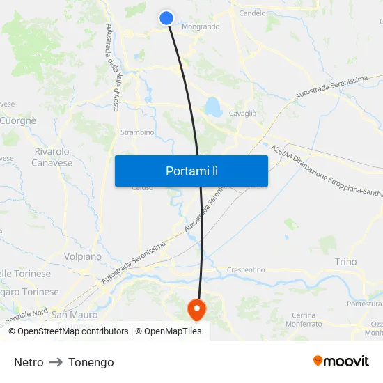 Netro to Tonengo map