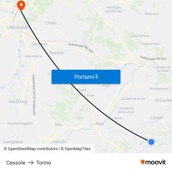 Cessole to Torino map