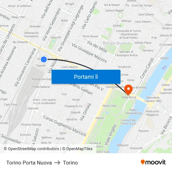 Torino Porta Nuova to Torino map