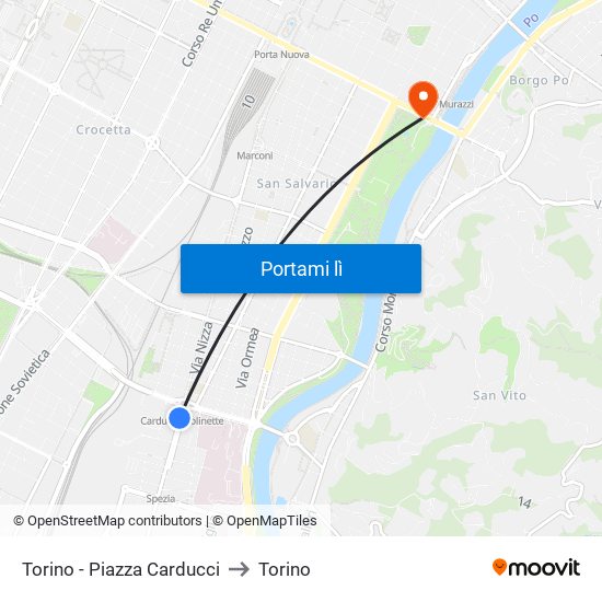 Torino - Piazza Carducci to Torino map