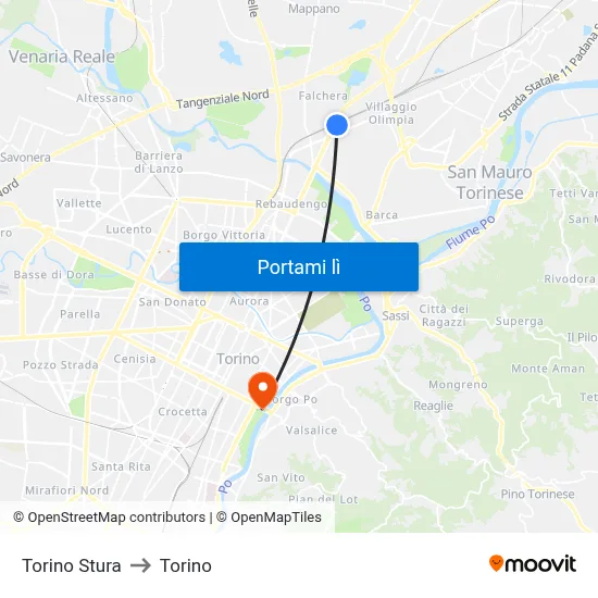 Torino Stura to Torino map