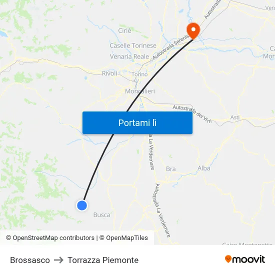 Brossasco to Torrazza Piemonte map