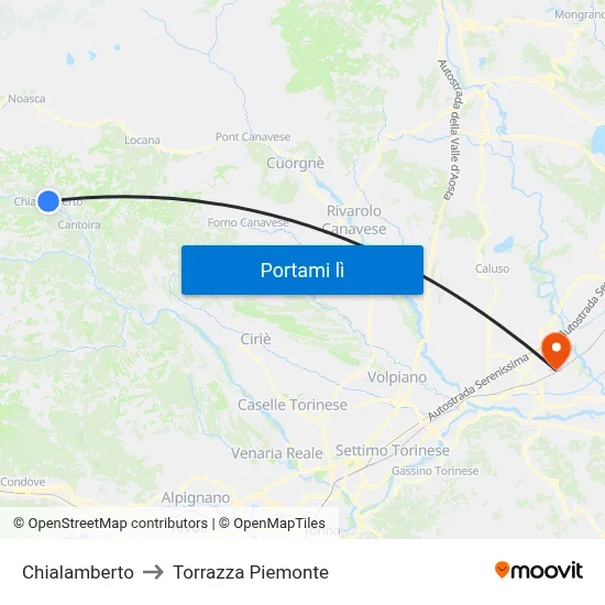 Chialamberto to Torrazza Piemonte map