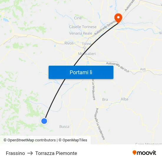 Frassino to Torrazza Piemonte map