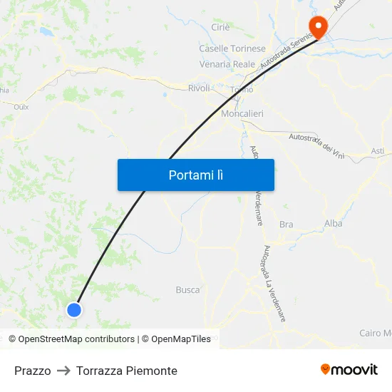 Prazzo to Torrazza Piemonte map
