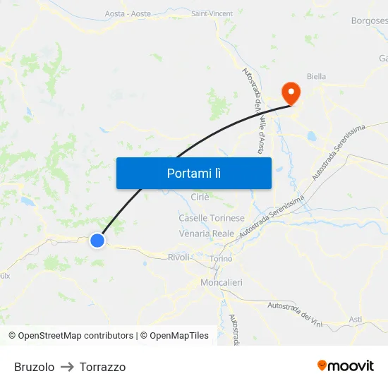 Bruzolo to Torrazzo map