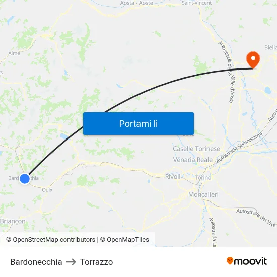 Bardonecchia to Torrazzo map